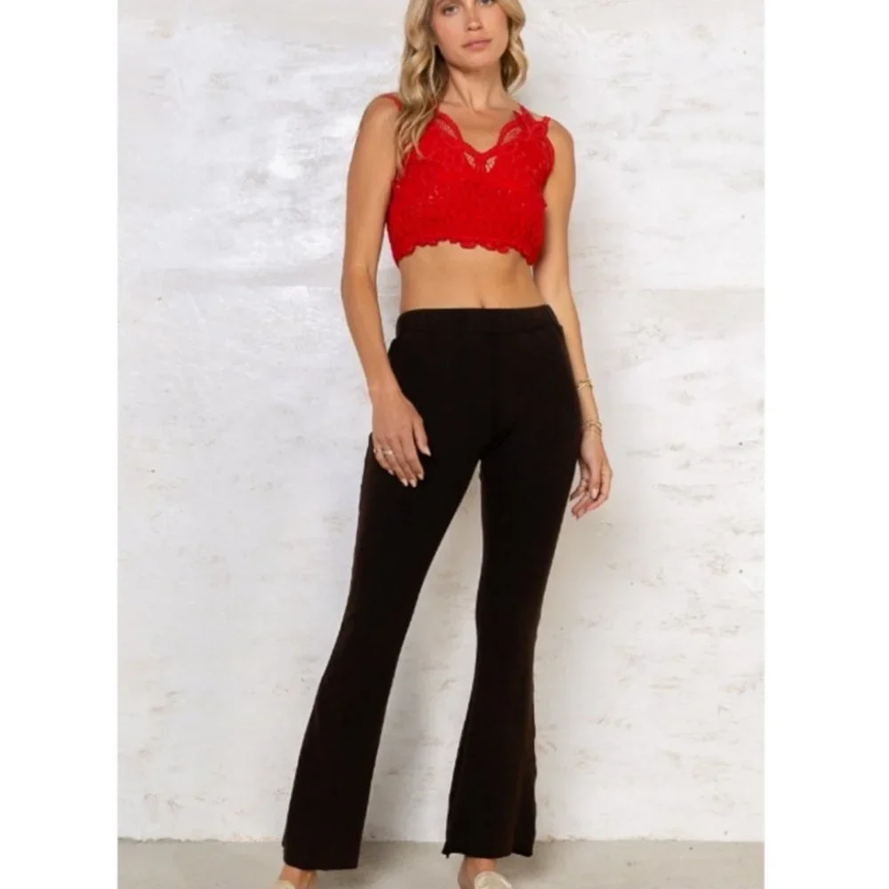 38289 POL Flared Stretchy Pants Black - Picture 1 of 4